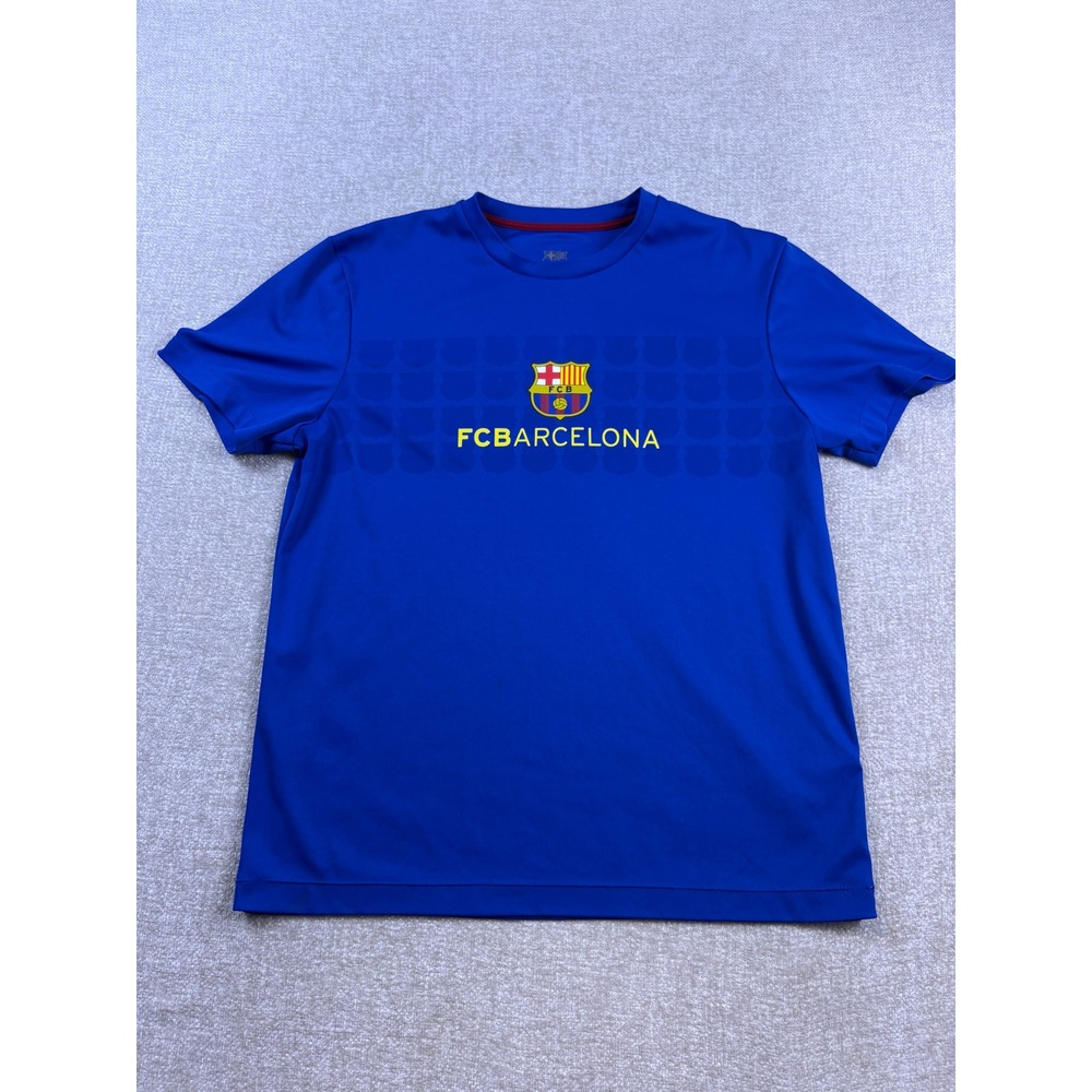 FC Barcelona Mens Blue Soccer Jersey Shirt Size Medium FCB Crest Graphic Tee